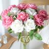 Simulação flanela flor rosa chifre rosa flor artificial casamento casa Dia dos Namorados decoração sentir buquê parede de flores