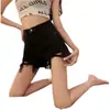 Jeans para Mujer 2022 Verano Delgados Nuevos Llegados Pierna Ancha Borde Desgastado Cintura Alta Ajuste Delgado Shorts Tipo A Pantalones Cortos
