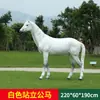 Escultura Realista de Cavalo Branco em Fibra de Vidro de Grande Escala para Exterior para Escritórios de Vendas, Gramado, Vitrine de Shopping, Decoração de Jardim e Floresta Ornamento de Cavalo