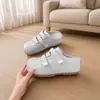 2026 Nuevo Modelo Mules Cerrados tipo Birkenstock para Mujer de 6cm de Altura Creciente con Velcro, Zapatos de Exterior Slip-On de Suela Gruesa