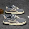 Sapatos Masculinos, Tênis Casuais Listrados da Moda, Sapatos com Painéis de Couro Respiráveis, Cano Baixo com Cadarço, Sola Grossa, Antiderrapante, Sapatos Brancos Confortáveis