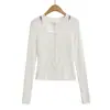 Blusa Base de Tricô Manga Longa Duas Peças da Moda para Mulheres, Novo Estilo Único para o Início do Outono, Top Camiseta Slimming Versátil
