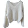 [Bizheng] Nuevo Suéter de Punto Corto de Manga Larga Estilo Coreano Simple con Cuello en V Suave y Delgado para Mujer 5154 Otoño e Invierno 2025