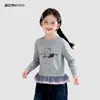 Súper Lindo Top Estilo Coreano para Niñas Novedades Otoño 2026 Camiseta Básica de Manga Larga para Niños Camiseta Versátil de Otoño para Niñas