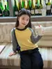 Camiseta interior de punto raglán con bloques de color estilo coreano Aimobebe, suéter interior elástico acanalado ajustado para niños mayores