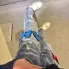 Jeans rasgados estilo americano para hombre, pantalones casuales holgados desgastados, pantalones largos casuales ajustados rectos de alta gama con stretch, modernos