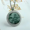 Colgante Incrustado de Jade Natural, Colgante de Dragón Hoja de Jade Agua Azul con Tallado Sombreado, Colgante Redondo, Suministro para Transmisión en Vivo, Se Puede Enviar por Cuenta de Otros