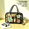 Bolsa de maquillaje transparente impermeable con estampado de oso de dibujos animados lindo, gran capacidad, bolsa de tocador de almacenamiento portátil
