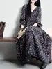 Vestido de chifon francês solto de manga longa