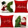 Funda de almohada navideña más vendida transfronteriza con estampado festivo de Papá Noel, funda de almohada para decoración del hogar, venta al por mayor directa del fabricante