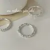 Anillo de Bambú Liso de Plata de Ley S925 Coreano Sin Piedras Diseño de Nicho Moda Coreana Elegante Anillo de Dedo Índice de Gama Alta