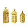 Lámpara de viento de hierro chapado en oro transfronterizo, linterna marroquí hueca, adornos para decoración del hogar, artesanías, candelabros, accesorios de ambiente