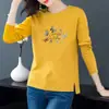 Camiseta de manga larga 100% algodón para mujer 2024 Otoño Nuevo estilo coreano holgada combinable para mujer top casual moda