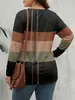 Ropa de Mujer Tallas Grandes Transfronteriza Europea y Americana 2026 Nuevo Otoño e Invierno Holgada Cuello Redondo Rayas Patchwork Cremallera Sudadera Venta Caliente Amazon