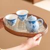 Pintado à mão Azul Lotus Um Pote Duas Copas Creative Ceramic Kung Fu Tea Set Light Luxury High-end Household Meeting Tea Set