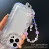 Cadena para Teléfono Móvil Mariposa de Zirconia de Alta Resistencia, Cadena de Muñeca para Teléfono Móvil, Cuentas de Cristal Perlas, Cadena Colgante para Funda de Teléfono Móvil Venta al por Mayor