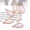 Pétalos de Gota de Agua Facetados Cristal Blanco Natural Bolsita Borde Dorado Colgante Amatista Cristal Rosa Material para Collar Pendientes DIY