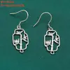 Pendientes de Plata de Ley S925 Mariposa Hoja de Bambú Gancho para la Oreja Retro Colgante Antiguo con Borla Pendientes Pendientes