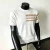 Suéter Simples e Versátil de Gola Redonda e Manga Curta para Homens, Camiseta de Tricô, Novo Estilo Primavera 2025, Camiseta Fina de Manga Meia para Homens