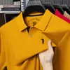Camisa Polo de Manga Corta con Cuello de Algodón Mercerizado Opcional Multicolor para Hombre, Camisa Polo Bordada Exquisita de Gama Alta para Hombre