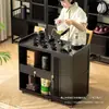 Juego de Mesa de Té Nuevo Estilo Chino Móvil para Uso Doméstico, Adecuado para Balcón, Completo con Gabinete de Té y Mesa de Té Pequeña para Oficina