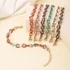 Pulsera de Acero Inoxidable con Goteo de Color Moda Femenina Europea y Americana Pulsera de Color Esmalte Versátil Chapada en Oro de 18K y Pulsera de Acero de Titanio