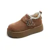 Zapatos Birkenstock Gruesos Cálidos Aumentan la Altura Suela Gruesa Forro de Felpa 2026 Invierno Plataforma Tacón Medio Gamuza de Vaca Casual Zapatos Individuales de Piel