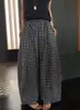 Pantalones de pierna ancha holgados con cordones, diseño de nicho versátil para mujer, estilo retro americano, pantalones casuales de cuadros plisados.