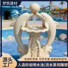 Fuente de Delfín de Arenisca Clásica Específica del Hotel, Fuente de Agua Grande para Paisajismo Exterior Estilo Europeo para Exportación