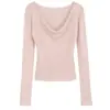 Top de punto casual y suave con cuello drapeado para mujer, nuevo estilo otoño e invierno, top interior de un hombro dulce y picante de alta gama