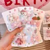Accesorios para el cabello de niños coreanos Pinzas para el cabello con lazo de flor de dibujos animados Pinzas para el cabello lindas para bebés Paquete de 5 Juego completo Pinzas para el cabello seguras