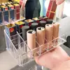 Caja de almacenamiento para labiales, organizador de escritorio a prueba de polvo para cosméticos, esmalte de uñas, caja transparente para labiales, estante de alta gama para brillos de labios y labiales