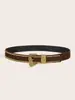 Cinturón de cuero esmerilado con remaches de bronce antiguo vintage desgastado para mujer, cinturón decorativo con hebilla de pasador estilo western americano, adecuado para atuendos de chica audaz