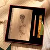 Regalos para el Día del Maestro al por mayor Juego de Caja de Regalo de Arte de Bambú Cuaderno Set de Bloc de Notas de Negocios Retro Logo
