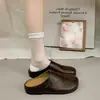 Medias Zapatillas Cerradas Cómodas Retro Ropa Exterior de Mujer Verano Nuevos Zapatos Planos Versátiles Estilo Coreano Zapatos Perezosos Mocasines Zapatillas Mujer