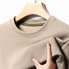 Camiseta de Manga Comprida Waffle Masculina Gola Careca Camiseta Básica Jovem e de Meia-Idade Cor Sólida Camiseta Mahjong Top Suéter