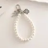 Nuevo Llavero de Perlas Colgante de Cuentas Colgante de Lazo Llavero de Oso con Lazo Placa Metálica Pulsera de Perlas