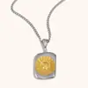 Colar Geométrico Elegante de Nicho Europeu e Americano Transfronteiriço Bicolor Aço Inoxidável Banhado a Ouro 18K Colar com Pingente Rosto de Sol para Mulheres