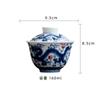 Tazón de Cerámica Estilo Antiguo con Tapa para Uso Doméstico, Juego de Té Kung Fu Individual, Juego de Té Azul y Blanco