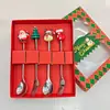 Juego de Cubiertos de Acero Inoxidable para Mesa Navideña, Tenedor de Postre y Fruta, Árbol de Navidad, Cucharilla de Café, Cuchara y Tenedor de Muñeco, Juego de Regalo para Niños
