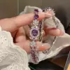 Pulseira de Flor Redonda de Zircônia Super Flash Pulseira de Luxo Leve de Alta Qualidade Colorida Dopamina Exquisite Moda Joias Atacado