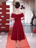Vestido Rojo de Compromiso para la Novia, Vestido de Noche de Boda Elegante que Estiliza, Vestido Elegante Petite para Banquetes