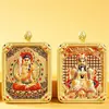 Thangka semi-pintado a mano estilo Tíbet con pintura dorada y collar de cordón de cinco colores