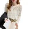 Tejido Calado para Mujer Principios de Otoño Nuevo 2024 Explosiones Holgado Abrigo Exterior Suéter Camiseta Base Delgada Top de Manga Larga