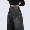 Jeans de Pierna Ancha de Cintura Alta Vintage para Primavera y Otoño Mujer 2025 Estilo Nuevo de Moda Estilo Americano Petite Pantalones Rectos Sueltos