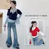 Suéter retrô de gola V de manga curta, gentil e doce, para meninas, novo top de tricô estilo coreano outono/inverno 2026 com calça jeans flare