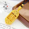 Tienda de Oro Mismo Estilo Carácter "Fu" Hueco Ruyi Ábaco Colgante de Cobre Chapado en Oro, Cuentas Giratorias Cadena para Suéter con Colgante de Ábaco