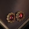 Qingdao Middle Ancient Jewelry Colar de pérolas multicoloridas com renda e brincos para mulheres, joias retrô texturizadas de luxo leves