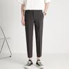LKTM de Hombre# Verano Seda de Hielo Delgados Pantalones Pequeños de Hombre Sentido Avanzado Ajuste Delgado Rectos Nueve puntos Casuales Pantalones Rectos