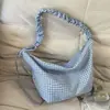 Bolsa xadrez transfronteiriça para mulheres, nova bolsa de ombro casual de verão 2026 para aula e trajeto, bolsa transversal tipo bolinho de grande capacidade